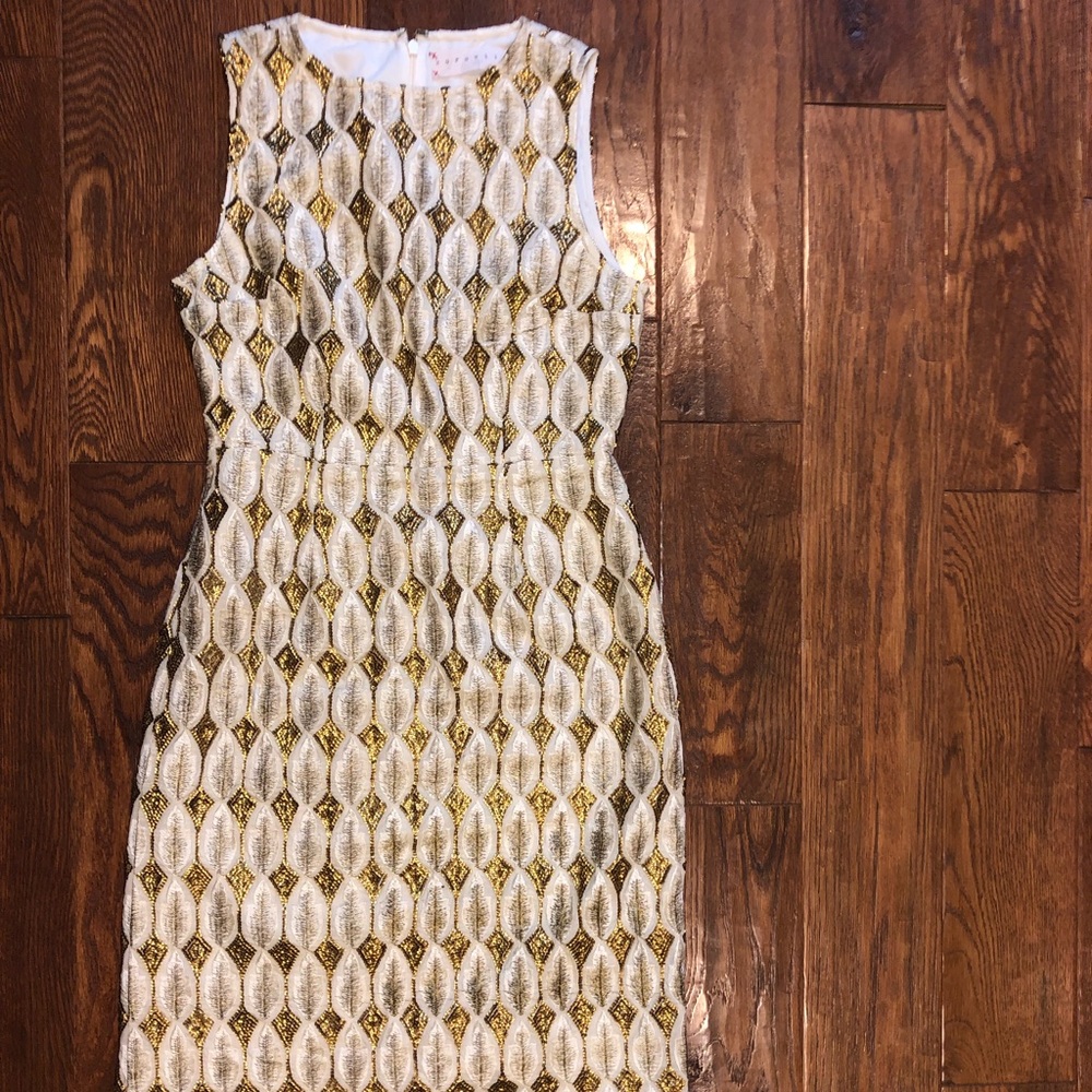 White and gold embroidered dress